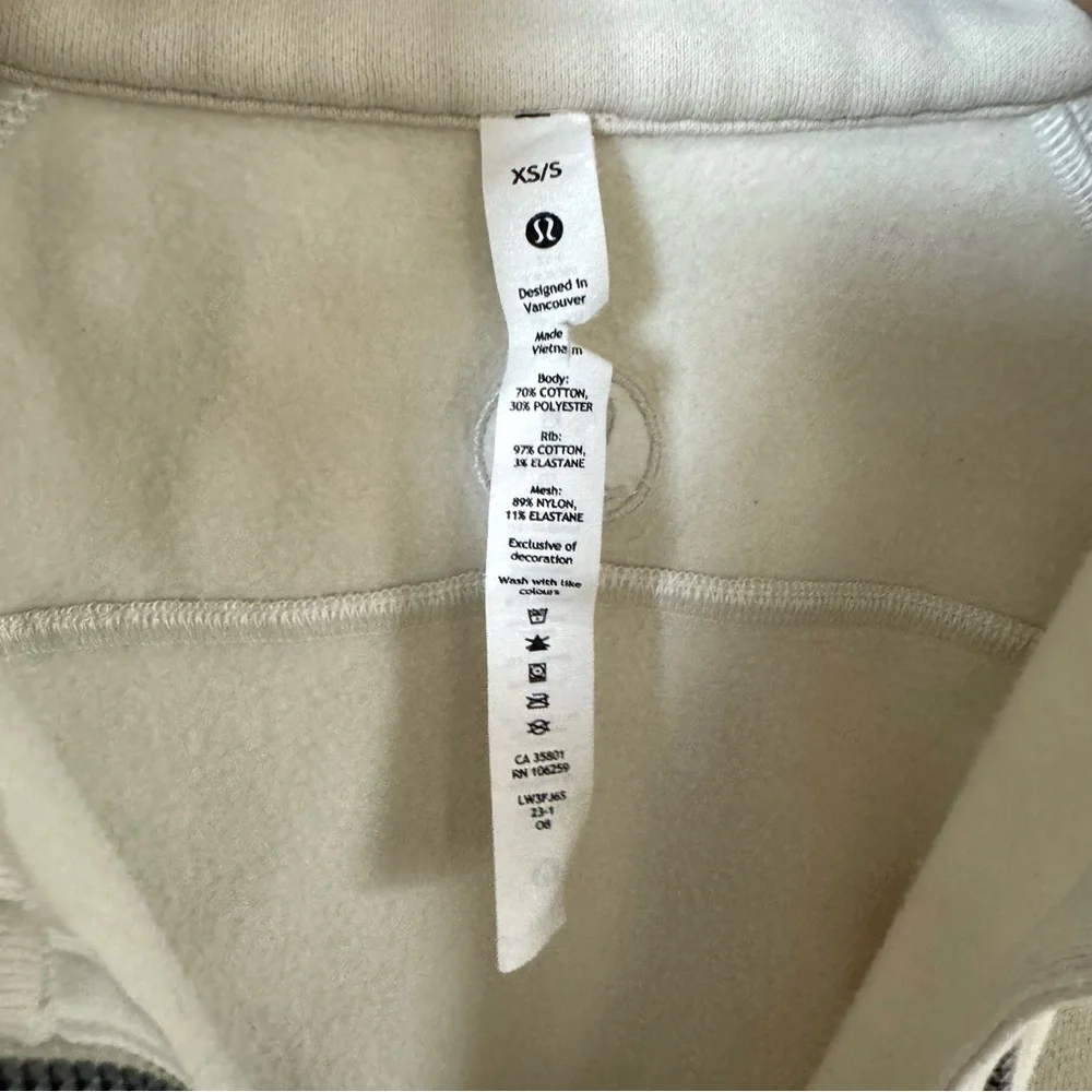 Lululemon Scuba Oversized Half Zip Funnel Neck Bone Neutral Sweatshirt XS S 1/2 - Picture 7 of 8